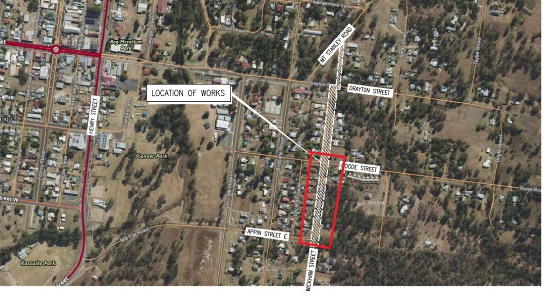 Notice of works - Wickham Street Nanango Map
