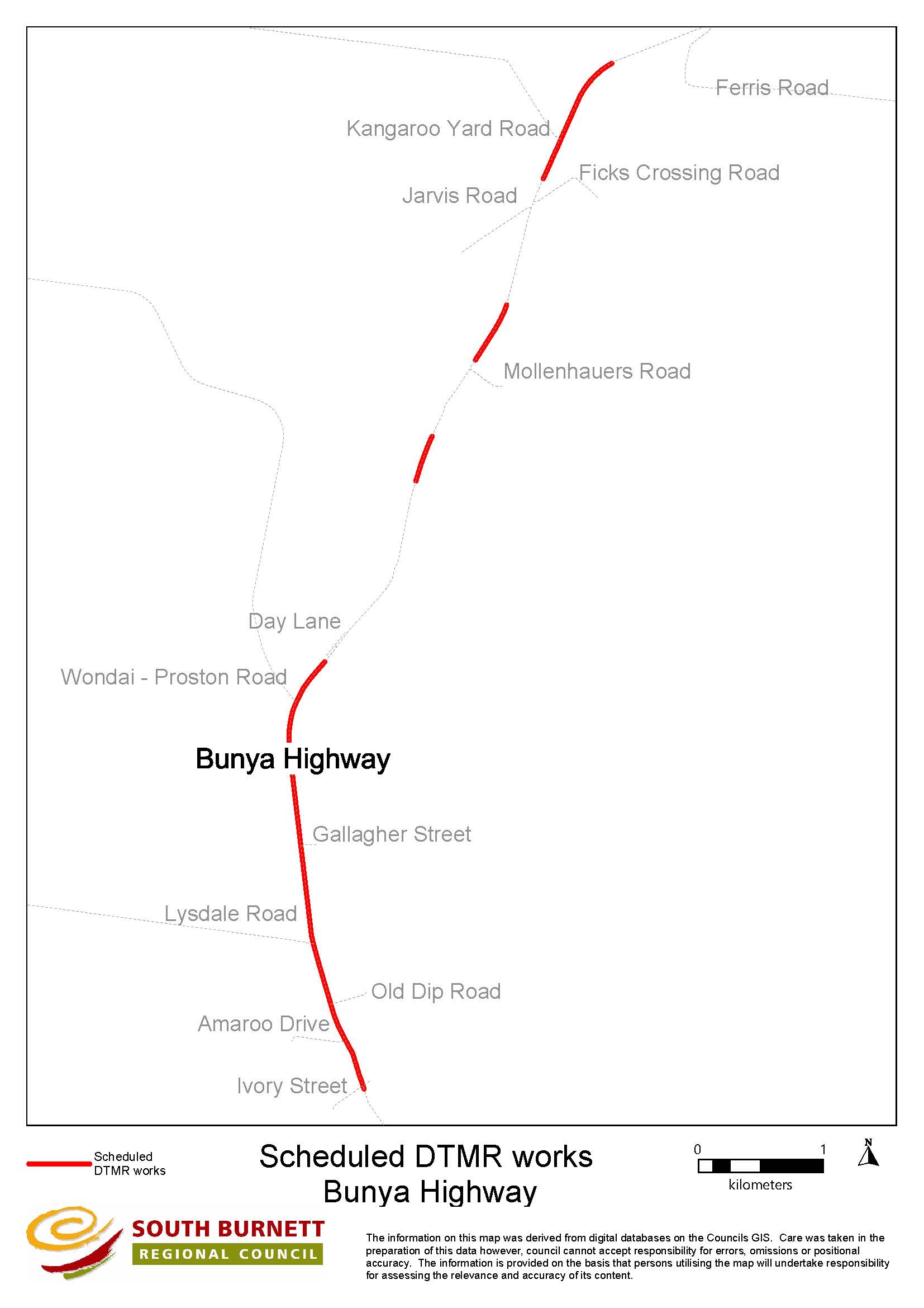 Image: Department of Transport and Main Roads scheduled works on the Bunya Highway