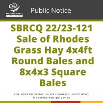 SBRCQ 22/23-121 Sale of Rhodes Grass Hay 4x4ft Round Bales and 8x4x3 Square Bales