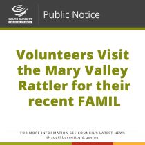 Volunteers visit the Mary Valley Rattler for their recent FAMIL