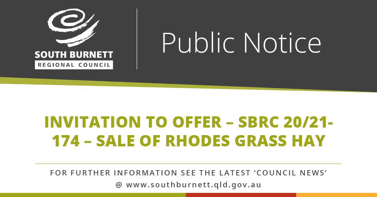 Invitation to Offer – SBRC 20/21-174 – Sale of Rhodes Grass Hay