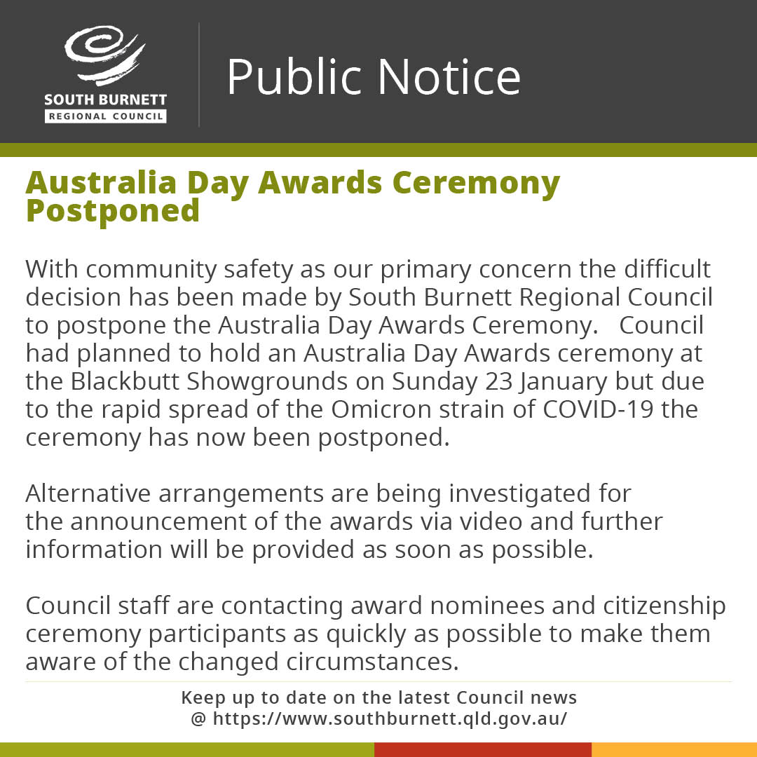 19 01 2022 Australia day awards ceremony postponed