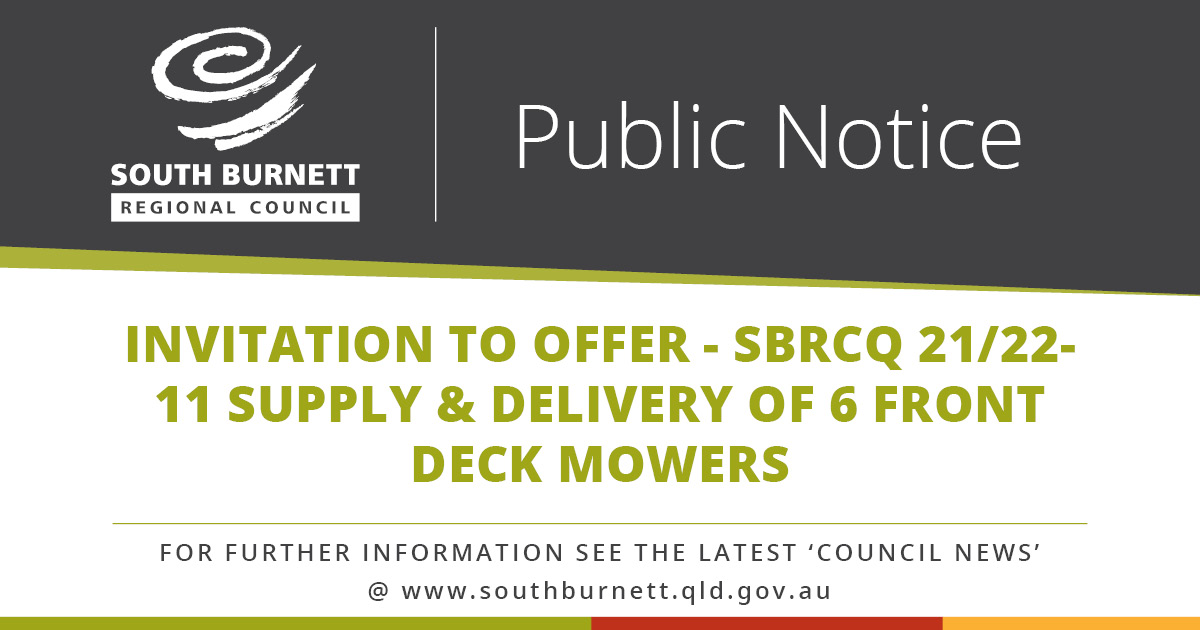 Invitation to Offer - SBRCQ 21/22-11 Supply & Delivery of 6 Front Deck Mowers