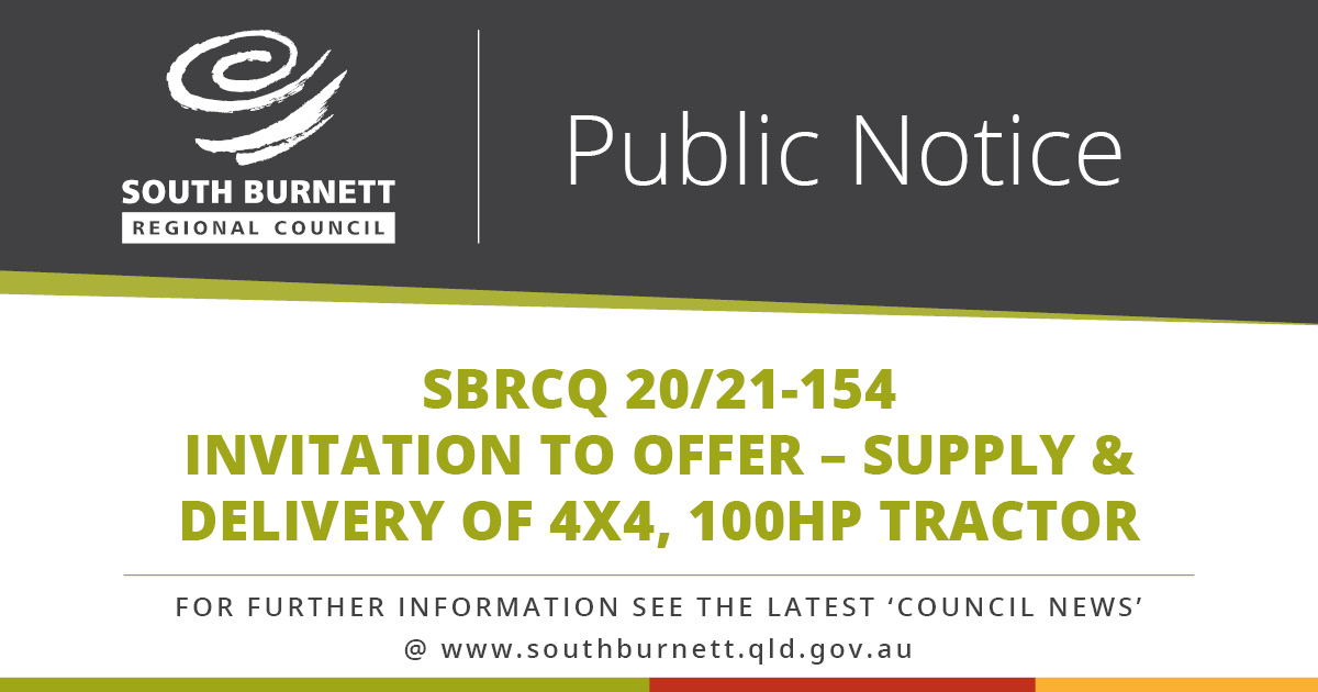 SBRCQ 20/21-154 Invitation to Offer – Supply & Delivery of 4x4, 100HP Tractor