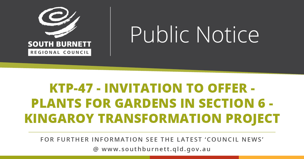 Invitation to Offer – KTP 47 -
Plants for Section 6 of the Kingaroy Transformation Project (KTP)