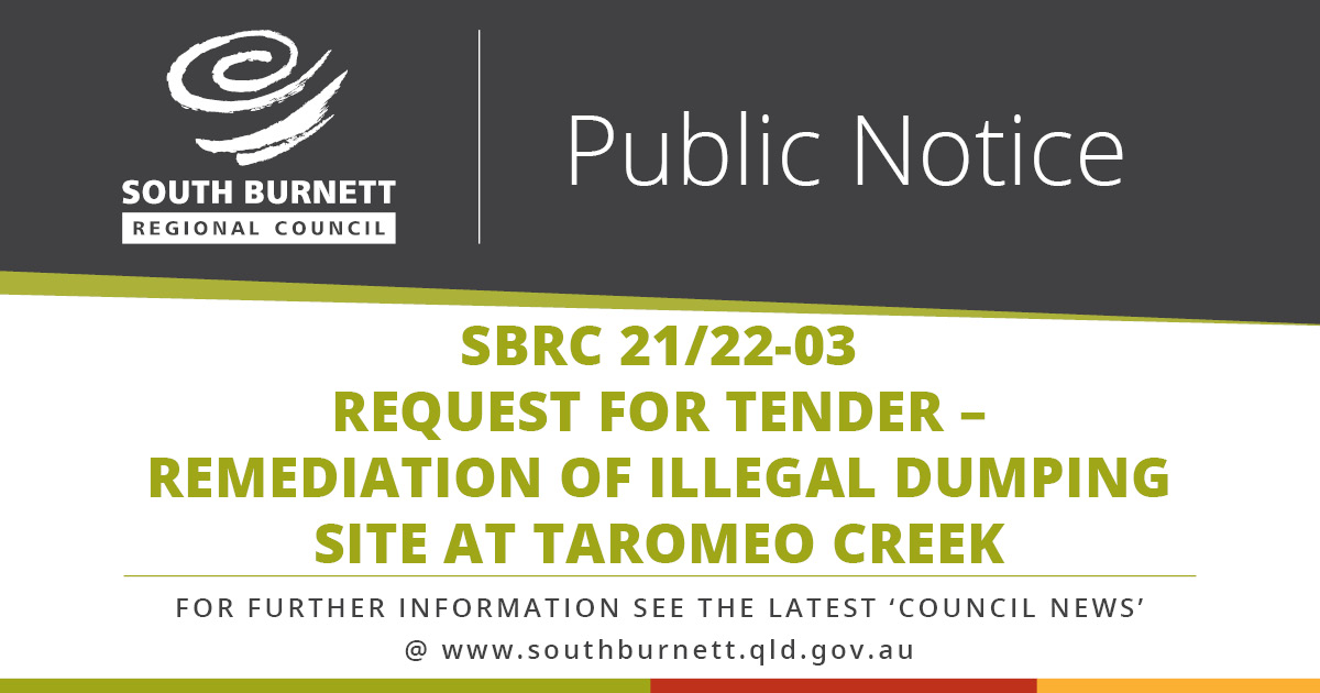 SBRC 21/22-03 Request for Tender – Remediation of illegal dumping site at Taromeo Creek