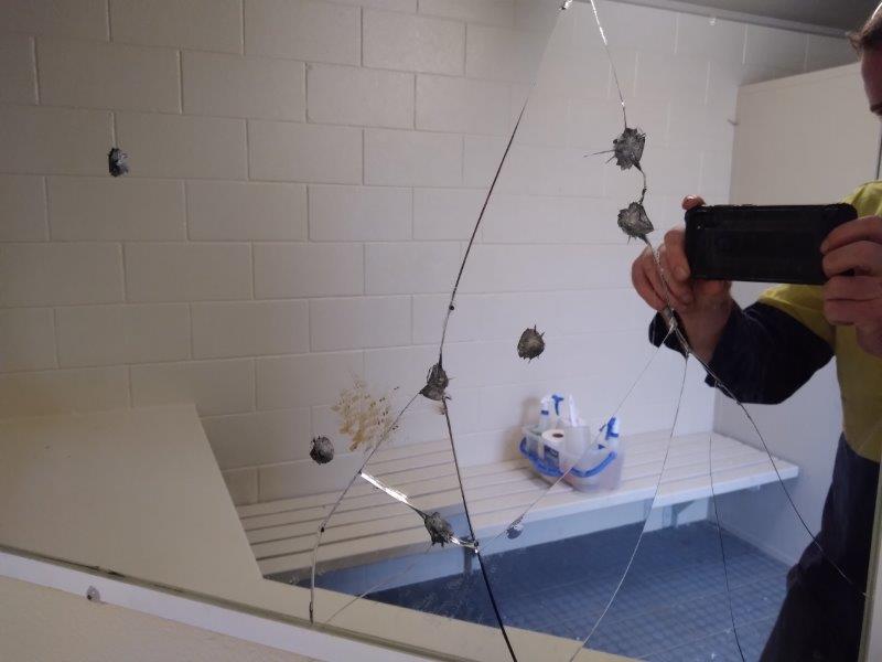 Qeii toilet broken mirror