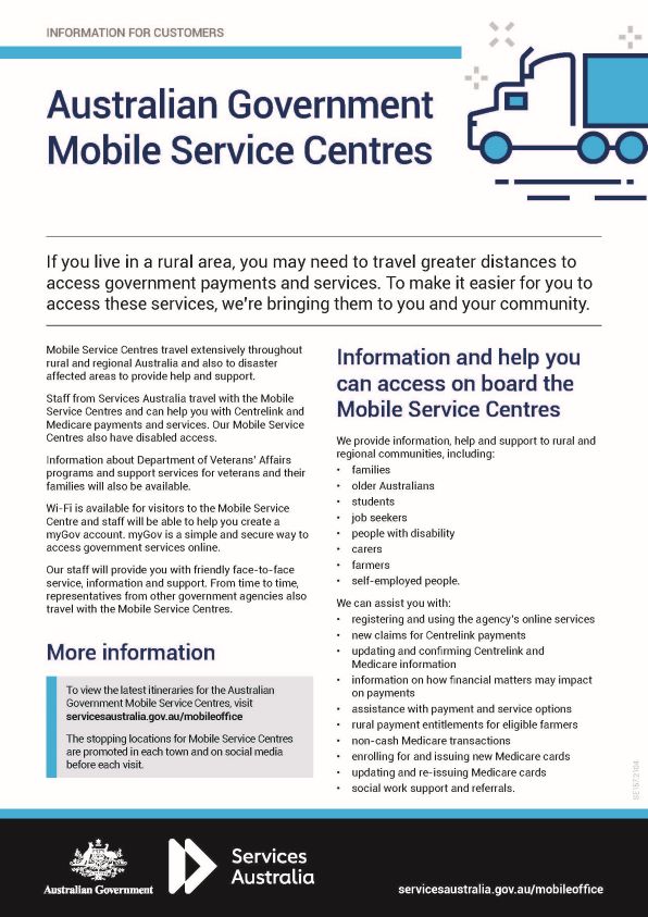 Australian government mobile service centre 19 june proston