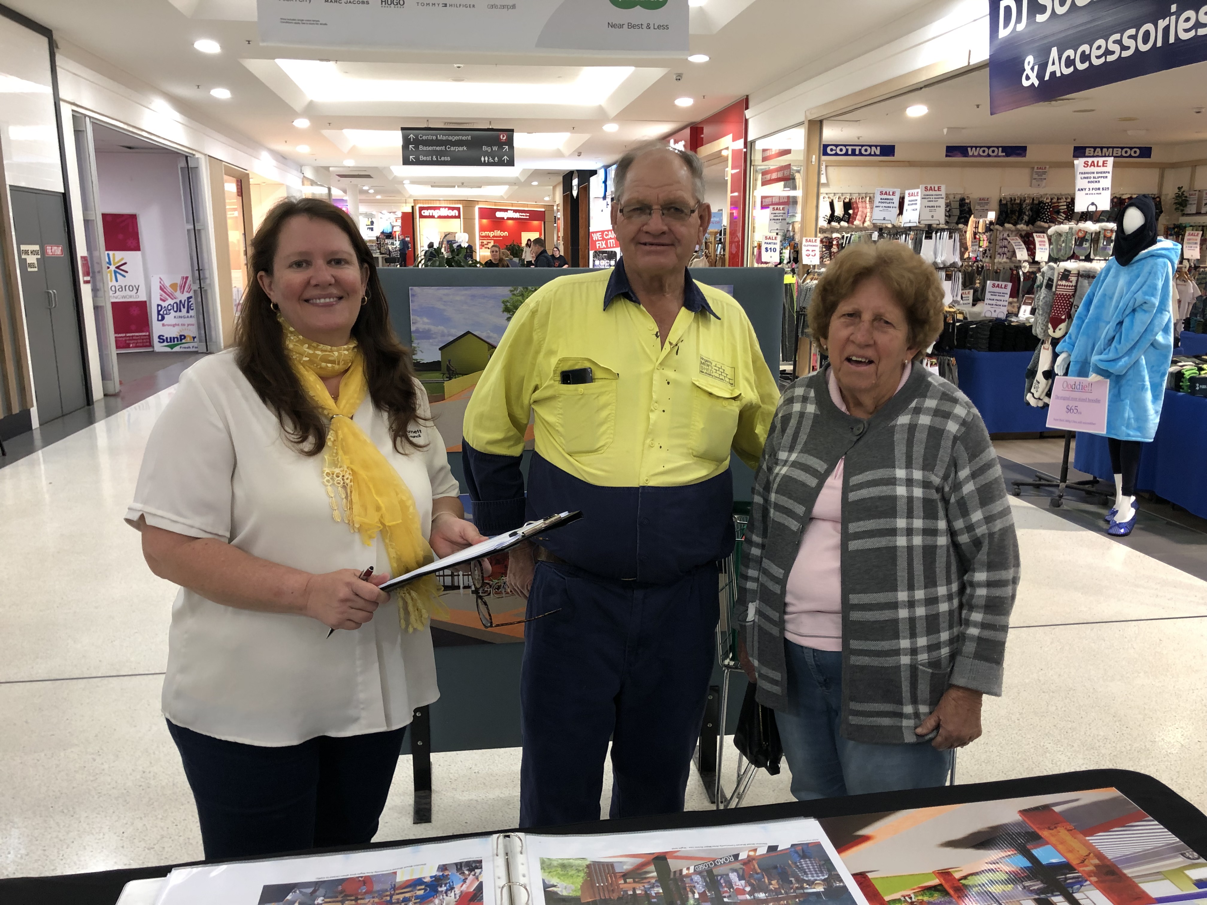 Image: Councillor Danita Potter chatting with local residents at the Kingaroy Shoppingworld community consultation