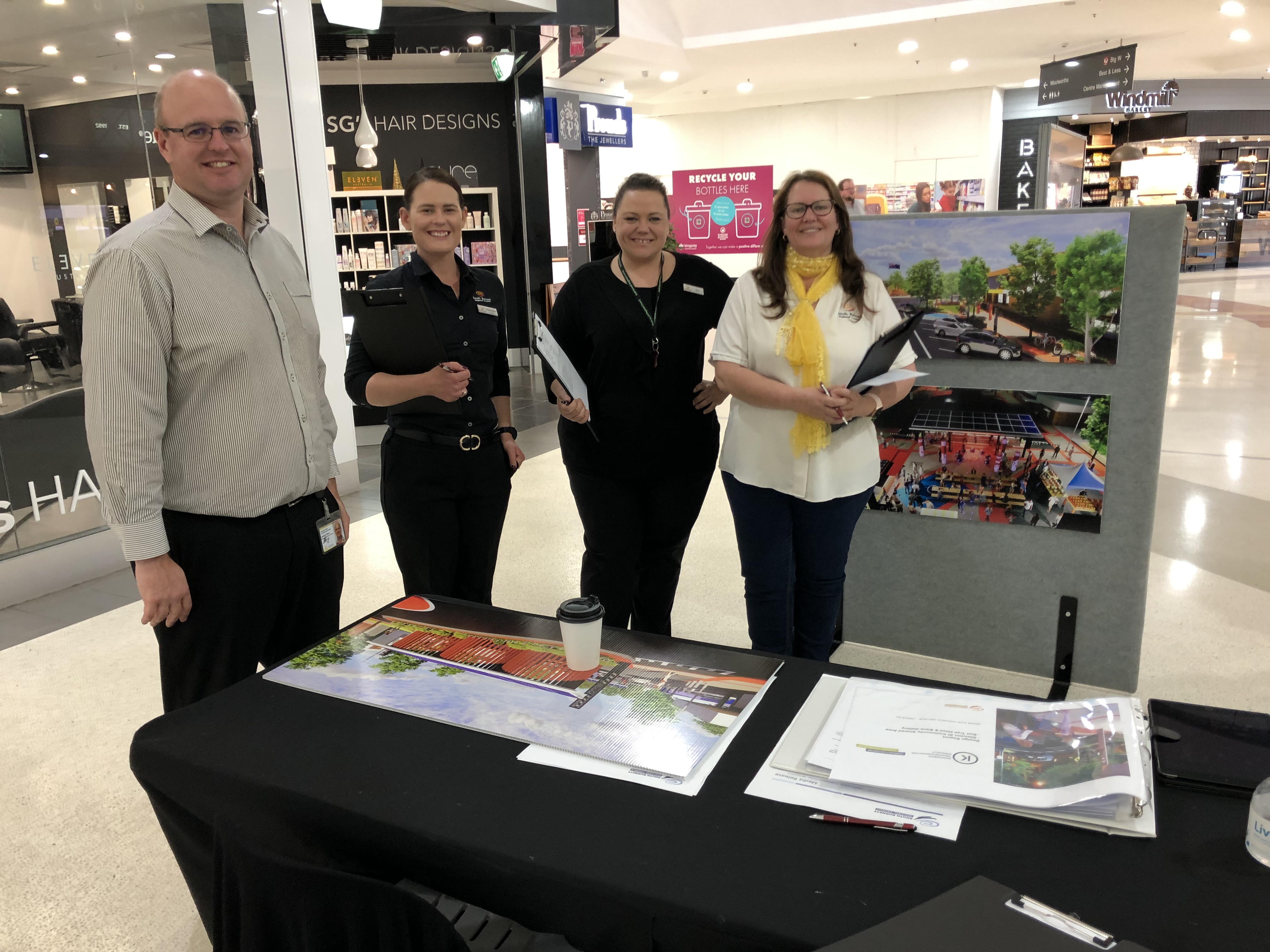Image: Councillor Kirstie Schumacher, Councillor Danita Potter and the KTP team are ready to take your feedback on the KTP shared zones designs