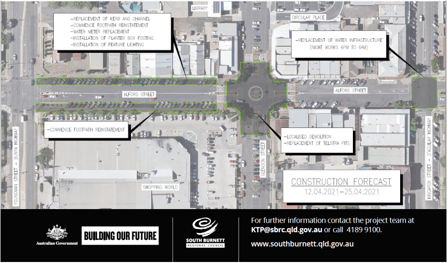 Image - Plan of works
The Kingaroy Transformation Project is a jointly funded project between the Australian Government's Building Better Regions Fund and South Burnett Regional Council.
