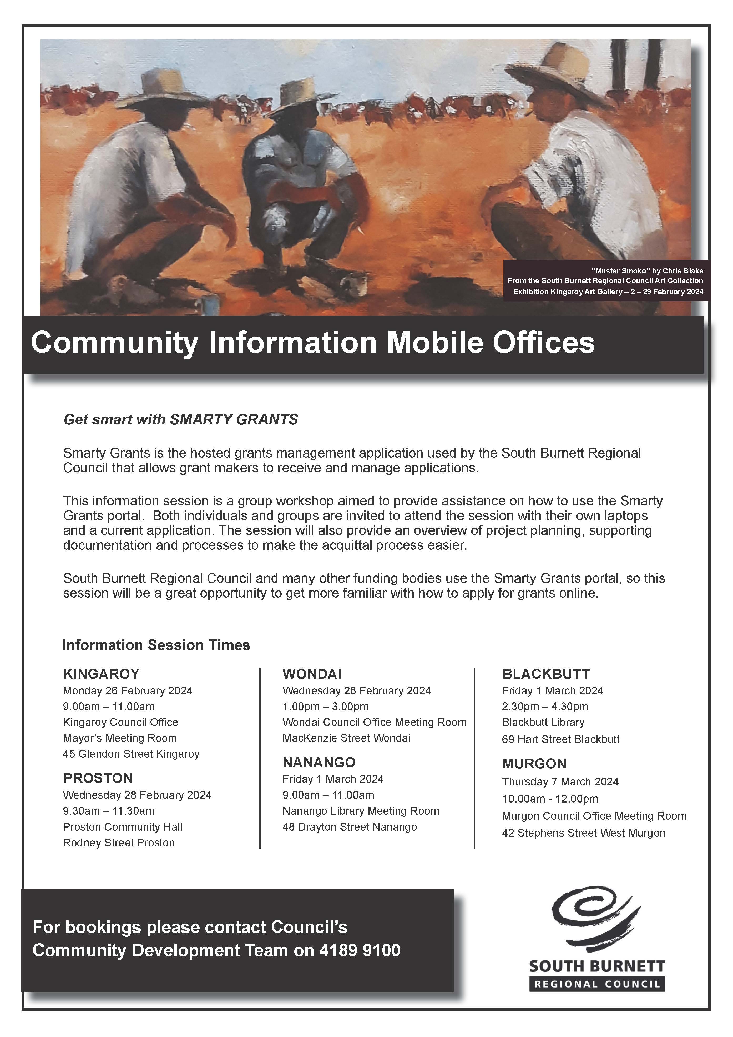 Smarty grants community grants information sessions flyer