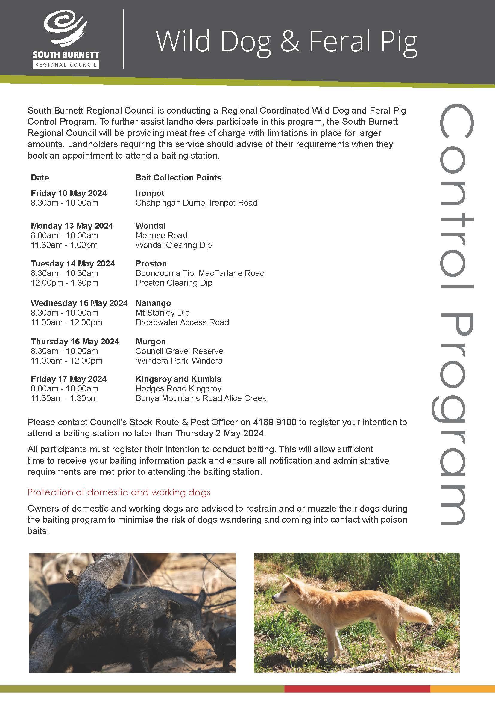 Wild dog and feral pig control program flyer page 1